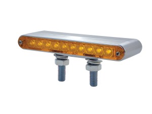 10 Amber/Red Chrome Plastic 6 1/2" Double Face Light Bar - Amber/Red Lens