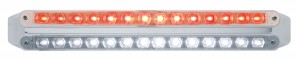 Chrome 14 Red/14 White Led 12" P/T/C Light Bar - Clear/Clear Lens