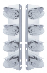 Stainless Steel Peterbilt air Cleaner Kit W/ Eight 19 Amber Led Watermelon Marker Light With Visor - Clear Lens