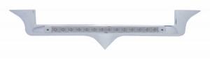 Chrome Plastic Kenworth Hood Emblem Housing W/ 14 Blue Led 12" Light Bar - Clear Lens