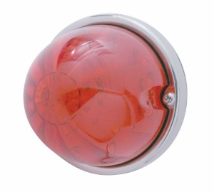 17 Red Led Watermelon Cab Light Flush Mount Kit W/ Mounting Base - Red Lens