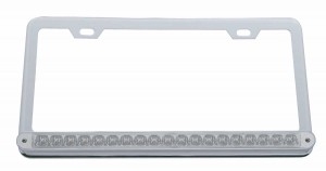Chrome License Plate W/ 19 Red Led 12" Reflector Light Bar - Clear Lens
