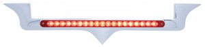 Chrome Plastic Kenworth Hood Emblem Housing W/ 19 Red Led 12" Light Bar W/ Reflector - Red Lens