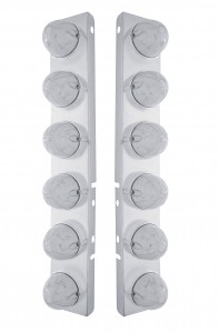 Stainless Steel Peterbilt air Cleaner Kit W/ Twelve 19 Amber Led Watermelon Marker Light - Clear Lens