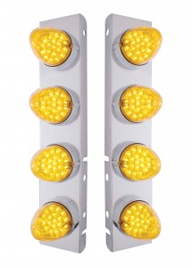Stainless Steel Peterbilt air Cleaner Kit W/ Eight 19 Amber Led Reflector Marker Light - Amber Lens