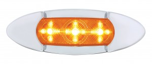 3 Led Peterbilt Marker Lights W/ Chrome Plastic Bezels - Amber
