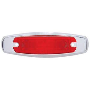 12 Red Led Peterbilt Rectangular Clearance/Marker Light W/ Stainless Steel Bezel - Red Lens