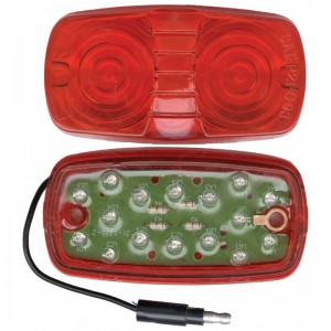 16 Red Led Rectangular "Tiger Eye" Clearance/Marker Light - Red Lens