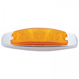 15 Amber Led Peterbilt Clearance/Marker Light W/ Chrome Steel Bezel - Amber Lens