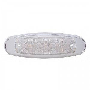 15 Amber Led Peterbilt Clearance/Marker Light W/ Chrome Steel Bezel - Clear Lens