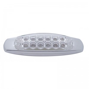 12 Red Led Peterbilt Clearance/Marker Light W/ Chrome Steel Bezel - Clear Lens
