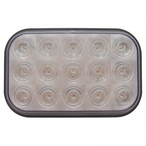 15 Red Led Rectangular S/T/T Light - Clear Lens
