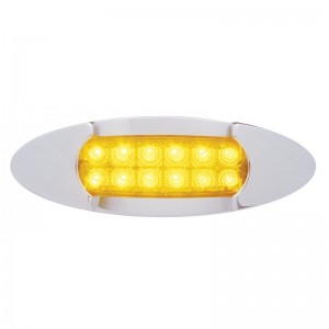 12 Amber Led Peterbilt Reflector Marker Light W/ Chrome " Maverick" Bezel - Amber Lens