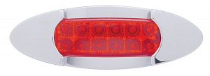 12 Red Led Peterbilt Reflector Marker Light W/ Chrome " Maverick" Bezel - Red Lens