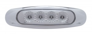 4 Amber Led Reflector Marker Light W/ Chrome Plastic Bezel - Clear Lens