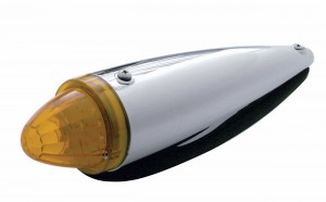 Chrome Plastic 13 Amber Led Round Watermelon Cab Light - Amber Lens