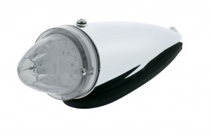 Chrome Plastic 13 Amber Led Round Watermelon Cab Light - Clear Lens