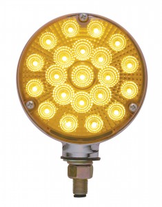 Chrome Housing 21 Amber/21 Red Led Double Face Turn Signal Light W/ Reflector - Amber/Red Lens