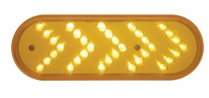 35 Amber Led Oval Sequential Reflector Auxiliary Signal Light - Amber Lens