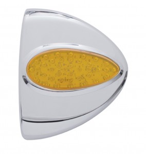 39 Amber Led Chrome Plastic Peterbilt Headlight Turn Signal Cover - Amber Lens