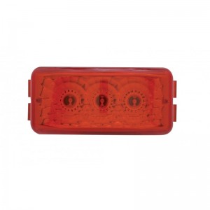 3 Red Led Small Rectangular Reflector Clearance/Marker Light - Red Lens