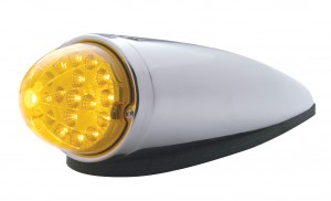 17 Amber Led Clear Style Round Reflector Cab Light W/ Chrome Plastic Housing - Amber Lens