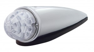 17 Amber Led Watermelon Style Round Reflector Cab Light W/ Chrome Plastic Housing - Clear Lens