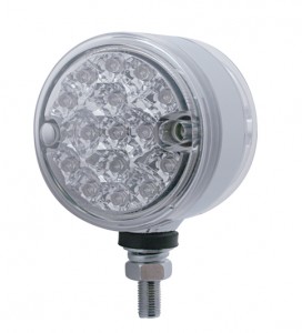 15 Amber/15 Red Led 3" Reflector Dual Function Double Face Light - Clear/Clear Lens