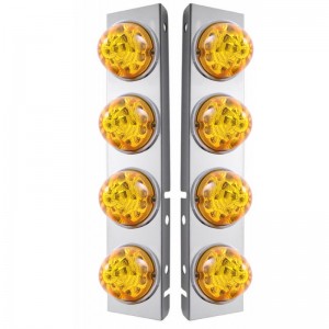 Stainless Steel Peterbilt A/C Light Bracket W/ Four 17 Amber Led Watermelon Reflector Light - Amber Lens