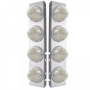 Stainless Steel Peterbilt A/C Light Bracket W/ Four 17 Amber Led Watermelon Reflector Light - Clear Lens