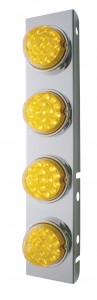 Stainless Steel Peterbilt A/C Light Bracket W/ Four 17 Amber Led Clear Reflector Light - Amber Lens