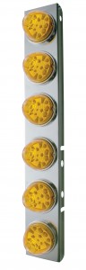 Stainless Steel Peterbilt A/C Light Bracket W/ Six 17 Amber Led Watermelon Reflector Light - Amber Lens