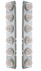 Stainless Steel Peterbilt A/C Light Bracket W/ Six 17 Amber Led Clear Reflector Light - Clear Lens