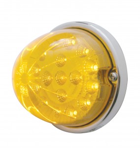 17 Amber Led Dual Function Clear Reflector Cab Light Flush Mount Kit - Amber Lens