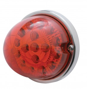 17 Red Led Dual Function Clear Reflector Cab Light Flush Mount Kit - Red Lens