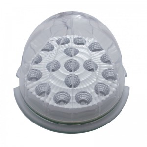 17 Red Led Dual Function Clear Reflector Cab Light Flush Mount Kit - Clear Lens