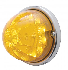 17 Amber Led Watermelon Reflector Cab Light Flush Mount Kit - Amber Lens