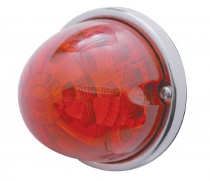 17 Red Led Watermelon Reflector Cab Light Flush Mount Kit - Red Lens
