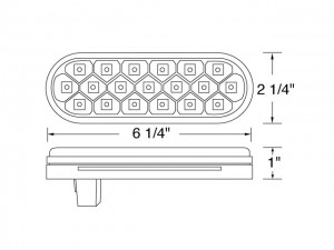 19 Amber Led 6" Oval Reflector P/T/C Light - Amber Lens