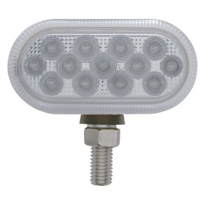 Chrome Plastic Double Face 13 Amber/Red Led Dual Function Reflector Light - Clear Lens