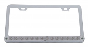 License Frame W/ 14 Amber Led 12" Light Bar - Clear Lens