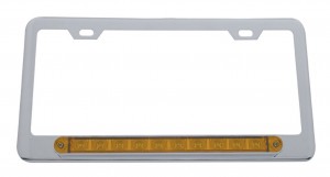 License Frame W/ 10 Amber Led 9" Light Bar - Amber Lens