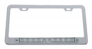License Frame W/ 10 Red Led 9" Light Bar - Clear Lens