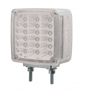 18 X 2 Amber Led + 3 Amber Led Square Turn Signal Light W/ Reflector - Clear Lens