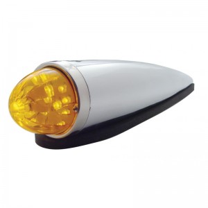 17 Amber Led Round Watermelon Dual Function Cab Light W/ Chrome Die Cast Housing - Amber Lens