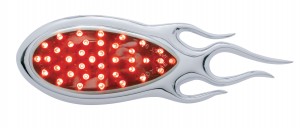 39 Red Led "Teardrop" Auxiliary/Utility Light W/ Chrome "Inferno" Bezel - Chrome Lens