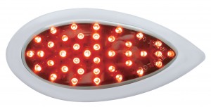 39 Red Led "Teardrop" Auxiliary/Utility Light W/ Chrome "Teardrop" Bezel - Chrome Lens