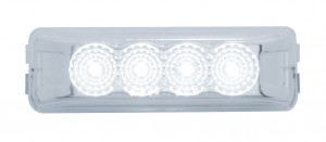 4 White Led Rectangular Auxiliary /Utility Light Wl Reflector - Clear Lens