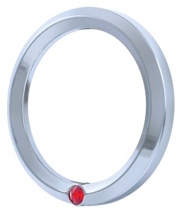 Chrome 2006+ Peterbilt Speed/Tachometer Gauge Cover W/ Diamond - Red