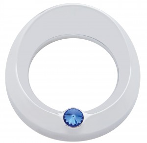 Chrome Peterbilt Speed/Tachometer Gauge Cover W/ Visor & Diamond - Blue